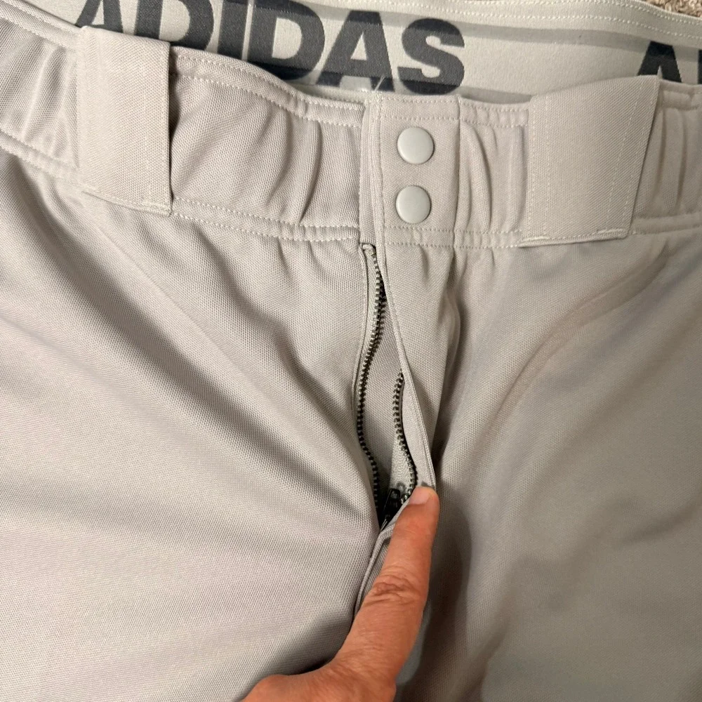 NWT Adidas Icon Pro Piped Baseball Pants Mens 3XL Grey Navy NEW GU5565 Open Hem